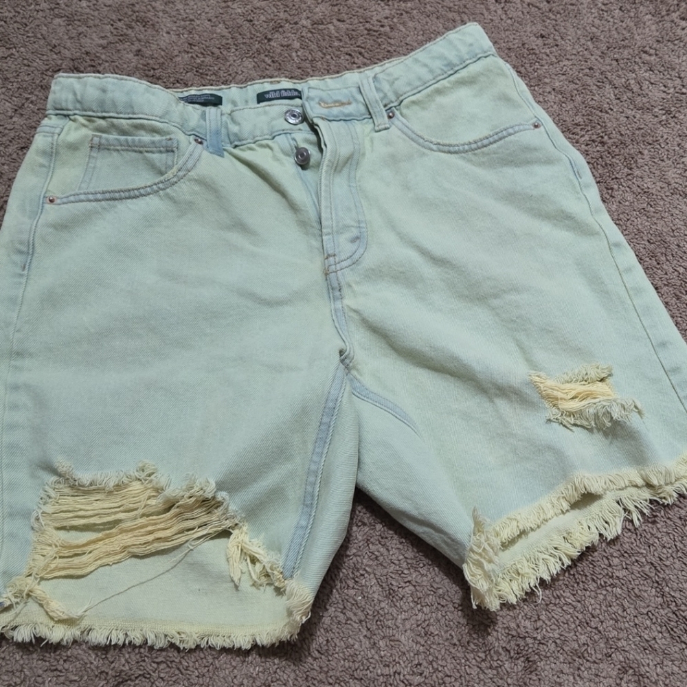 Distressed Vintage Green Bermuda Shorts